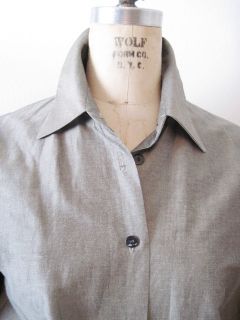 Ann Freedberg Gray Green Rayon Linen Button Front Shirt Jacket 6