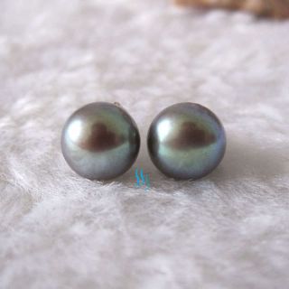 8590mm Dark Gray Freshwater Pearl Stud Earrings