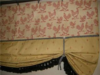 Valance French Country Curtain Tie Up Balloon Shade Red Gold Black