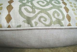 Galbraith Paul Block Print Linen Fabric Custom Designer Throw Pillow 1