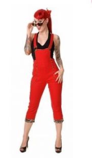 Collectif Frieda Leopard Dungarees in Red  Pinup Lucky 13