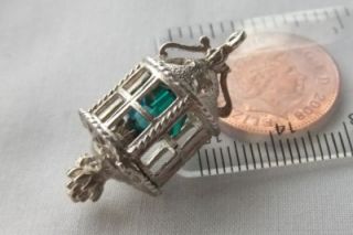 Large Vintage Detailed Sterling Silver Crystal Ships Lantern Bracelet