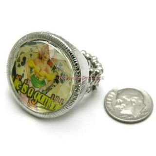 NW Vegas Pinup Tacky Chic Life Is A Gamble Bubble Ring Silver Kitschy