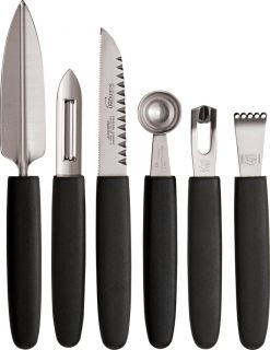 Victorinox Knives Garnishing Kit Set 6pc Black Handle Canvas Roll