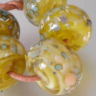 DFJ Lampwork 5 Frits Spacer Beads Gold Dust Mica Flakes US SRA
