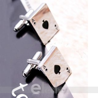 Ace Spades Playing Cards Silver Cufflinks Cuff Links