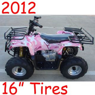 Pretty Pink Camo Kids ATV 110cc Quad 4 Wheeler Off Road 16 Tires Free