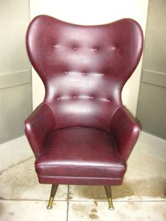 Vintage Mid Century Modern Round Wingback Swivel Throne Chair Papa