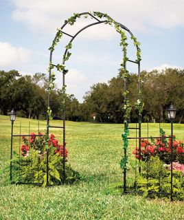 Feet Tall Garden Arch w Fence or Tree Ring w Solar Lights Metal