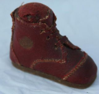 Antique Victorian RED LEATHER BOOT Made in France PIN CUSHION