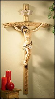 50CHURCH/CHAPEL VAL GARDENA WOODEN/WOOD LARGE WALL CRUCIFIX~OVER FOUR