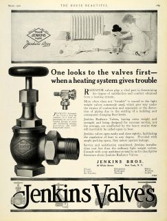 1920 Ad Heating System Radiator Air Valves Jenkins Bros New York Child