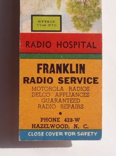 1940s Matchbook Franklin Radio Service Motorola Delco Repairs