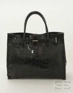 Furla Black Embossed Leather Silver Buckle Handbag