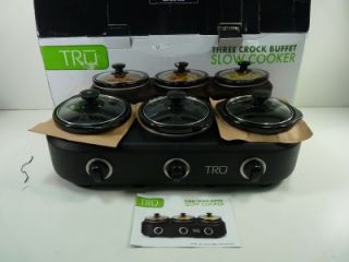 TRU Three Crock Buffet Slow Cooker Crock Pot Kitchen Warmer Appliance