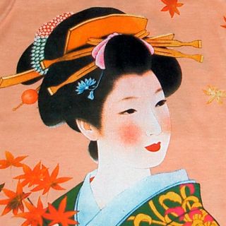 beautiful new hand printed japanese geisha art bag
