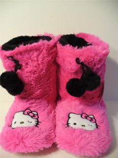 Hello Kitty Womens Fuzzy Boot Pompom Size M L Slippers New Original