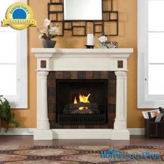 Benjamin Convertible Ivory Gel Fireplace Corner or Flatwall TV Stand