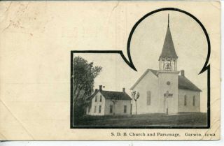 Garwin Iowa Seventh Day Baptist Church Vintage Postcard