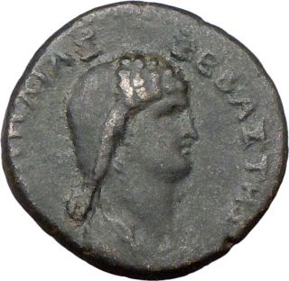 Nero and Wife Poppaea Galatia Ancient Roman Coin 62AD
