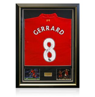 Deluxe framed Liverpool shirt hand signed by the Anfield legend Steven