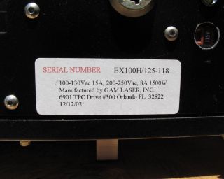 GAM EX100H High Power UV 78mJ Excimer Laser 308nm