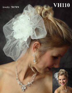 Ivory or White Flower on Double Pouf Bridal Headpiece