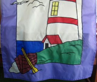 Lighthouse Garden Flag Banner 40 x 28 Red White Stripes Purple Boat