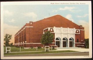 High School Auditorium Garden City Kansas KS Linen 1947 Postcard