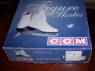 CCM Ladies Pirouette Figure Ice Skates Size 8 White in Box