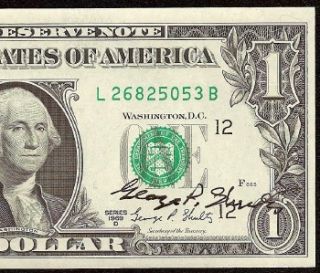 CU 1969 D $1 Dollar Bill Courtesy Autographed Hand Signed Federal
