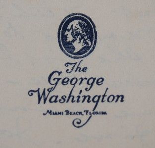 1920 The George Washington Hotel Letter Stamp Miami FL