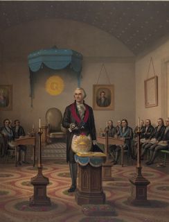 George Washington Freemason Apron Masonic Lodge Compass on Bible 13x19