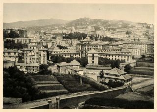 1927 Genoa Genova Italy City Panorama Photogravure Original