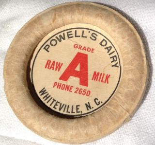 Powells Dairy Whiteville NC North Carolina Milk Bottle Cap Phone 2650
