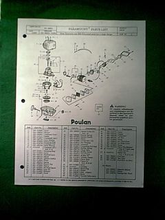 Poulan Paramount Gas Hedge Trimmer PHT19 Parts Manual