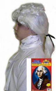 Child George Washington Wig Colonial Pioneer Powdered White Wig