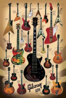 Gibson USA Guitars 1958 2005 Music Musical equipment Wall decor Poster