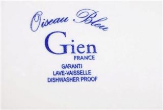 Estate Gien France Oiseau Bleu Mono Dinner Plates Set of 6 Lot 1