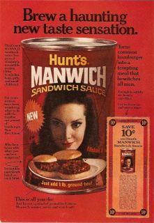 1969 Hunt’s Manwich Sandwich Sauce Pretty Lady Print Ad