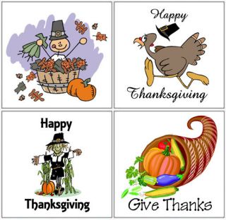 12 Thanksgiving Party Gift Stickers Labels Favors Tags