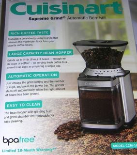  Supreme Grind Automatic Operation Burr Mill Coffee Grinder New
