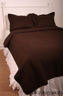 Metro Squares Hotel Chocolate Brown Matelasse Oversize King Quilt
