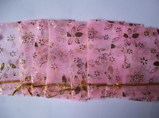  Pink Chiffon Gift Bag Pouch Wedding Favor Bags Flowers 9x12cm