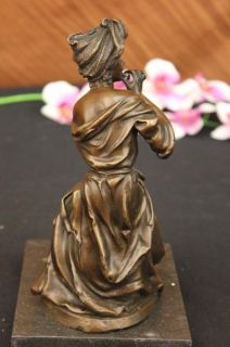 Signed Original Gerome Glamorous Lady Bronze Marble Sculpture Marble