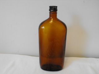 Vintage WA Gilbey Signed Amber 25oz Gin Liquor Bottle