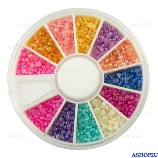 2000 2mm Half Baby Pearl Gems Nail Art Tips UV Acrylic Wheel