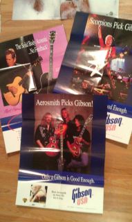 GIBSON USA guitars 3 vintage wall posters Chet Atkins Scorpions