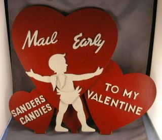 Old Sanders Detroit Valentine Candy Cupid Store Display