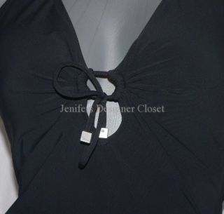 NWT GIDEON OBERSON swimsuit black 14 Israel flattering v neck loop tie